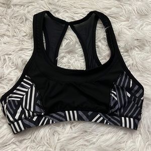 Gently worn Kyodan black white grey sports bra size medium